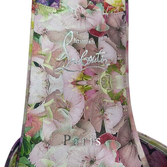 Christian Louboutin Nicol is Back Floral Satin Flat Slide Size 40 - Picture 14 of 16